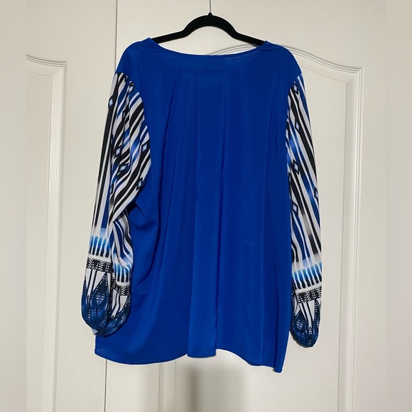 Belle by Kim Gravel V Neck Stripped Long Sleeve Blouse Size 3X - Picture 2 of 2